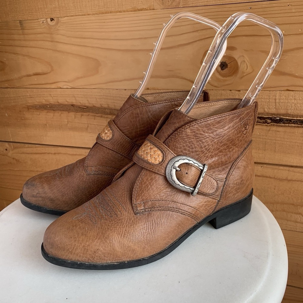 Ariat Women's 6US 36 EU Ankle Boots Horseshoe Buckle Tan *flaw*